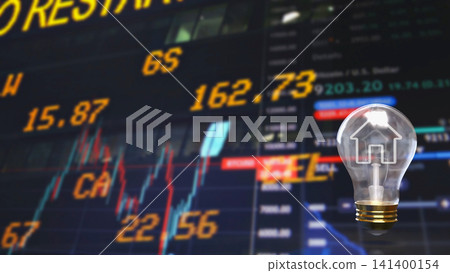 Smart Home Investment Concept with Digital Financial Market Data 3d render. 141400154