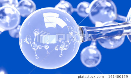 Transparent Molecular Network on Vivid Blue Scientific Background 3d render. Transparent Molecular Network on Vivid Blue Scientific Background 3d render. 141400159