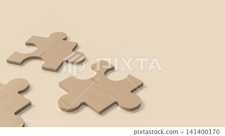Wooden Jigsaw Puzzle Pieces for Creative Problem Solving 3d render. Wooden Jigsaw Puzzle Pieces for Creative Problem Solving 3d render. 141400170