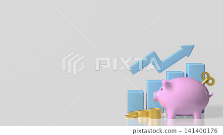 Piggy Bank Investment Growth and Smart Financial Success Concept 3d render. Piggy Bank Investment Growth and Smart Financial Success Concept 3d render. 141400176