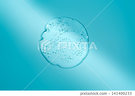 Blue cosmetic gel texture with bubbles on surface Blue cosmetic gel texture with bubbles on surface 141400233