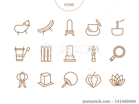 Obon (Japanese Buddhist festival) - Summer - Icons, Pictograms, Vector Illustrations - Set Obon (Japanese Buddhist festival) - Summer - Icons, Pictograms, Vector Illustrations - Set 141400899