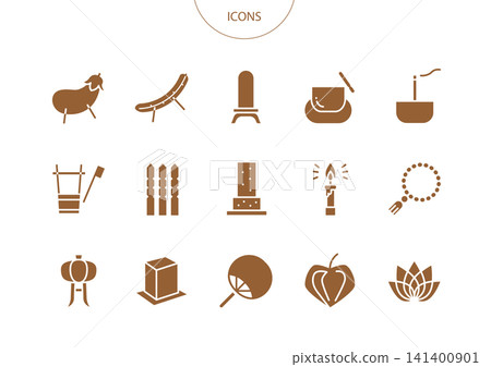 Obon (Japanese Buddhist festival) - Summer - Icons, Pictograms, Vector Illustrations - Set Obon (Japanese Buddhist festival) - Summer - Icons, Pictograms, Vector Illustrations - Set 141400901