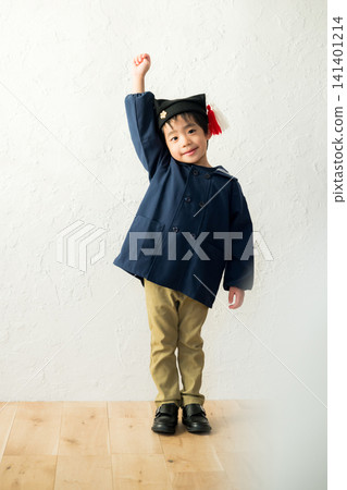 Boy in nursery school uniform 141401214