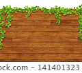 Ivy and brown wood wall (side view) 141401323