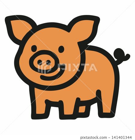 Vector illustration of a cute cartoon piglet. Vector illustration of a cute cartoon piglet. 141401344