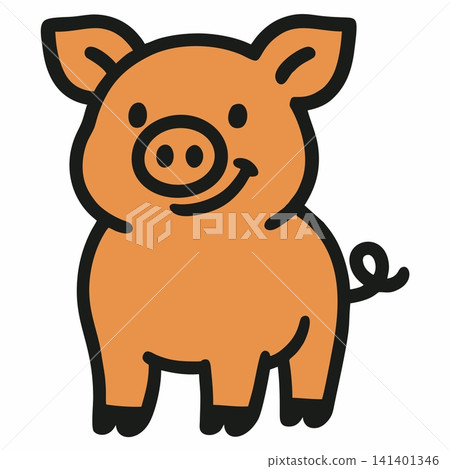 Vector illustration of a cute cartoon piglet. Vector illustration of a cute cartoon piglet. 141401346