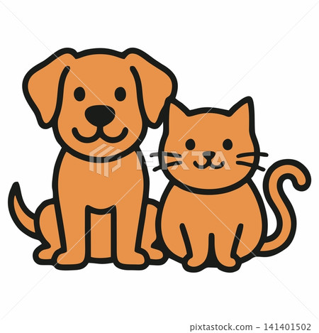 Vector illustration of cute dog and cat friends. Vector illustration of cute dog and cat friends. 141401502