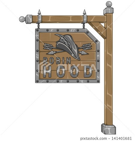 Medieval archery shop sign in color Medieval archery shop sign in color 141401681