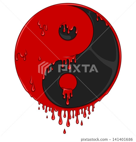 Yin Yang symbol with vital blood Yin Yang symbol with vital blood 141401686