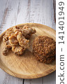 Fried food on a plate: Fried chicken and croquettes 141401949