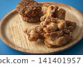 Fried food on a plate: Fried chicken and croquettes 141401957
