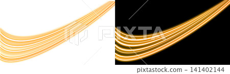 Orange neon light trail swoosh on a transparent background Orange neon light trail swoosh on a transparent background 141402144
