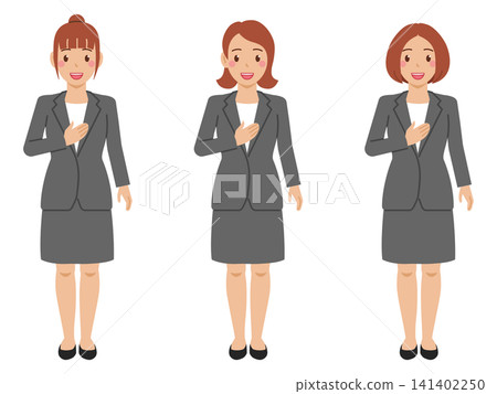 【全身照】「交給我吧」-身穿T恤和灰色裙裝的年輕女子 【全身照】「交給我吧」-身穿T恤和灰色裙裝的年輕女子 141402250