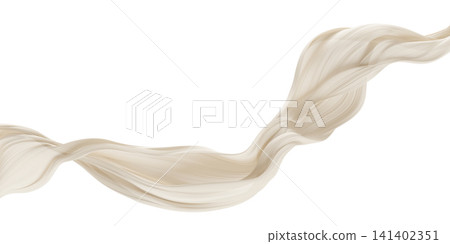 Luxury ivory sheer pleated chiffon fabric flowing isolated on white background with copy space 3D render Luxury ivory sheer pleated chiffon fabric flowing isolated on white background with copy space 3D render 141402351