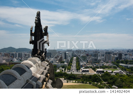 View from Himeji Castle's main tower, Himeji City, Hyogo Prefecture View from Himeji Castle's main tower, Himeji City, Hyogo Prefecture 141402404