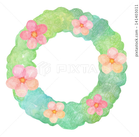 A watercolor wreath of pink flowers A watercolor wreath of pink flowers 141403011
