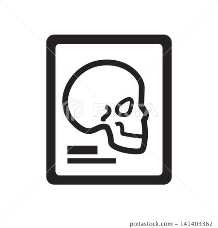 Illustration of an X-ray icon showing a skull radiology Illustration of an X-ray icon showing a skull radiology 141403362