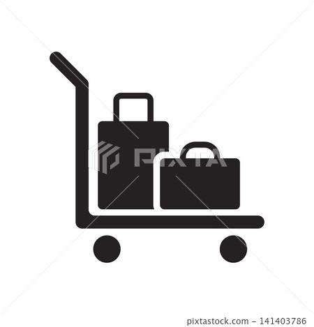 Luggage Trolley With Suitcases Icon Luggage Trolley With Suitcases Icon 141403786