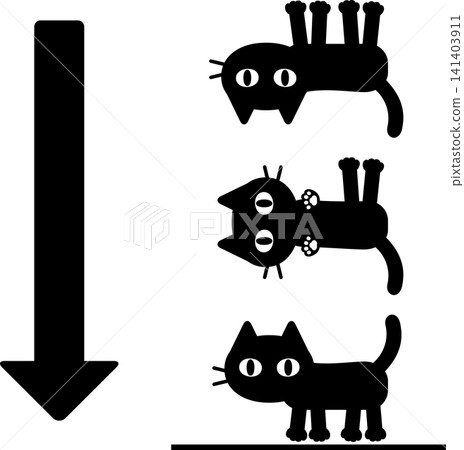 A cat falls on its back and lands safely. A cat falls on its back and lands safely. 141403911
