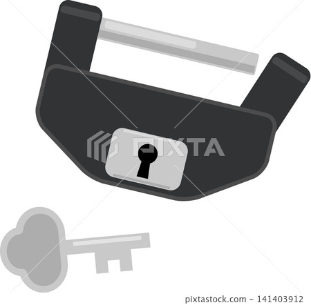 Open black warehouse lock and key Open black warehouse lock and key 141403912