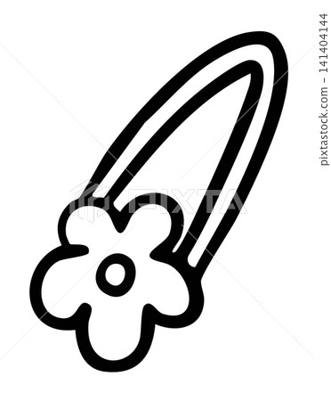 Hand drawn flower hair pin outline for girls, women, home, house, girly element, stickers, what's in my bag, fashion, hair accessory, brooch, pin, department store, online shopping, grocery shop 141404144