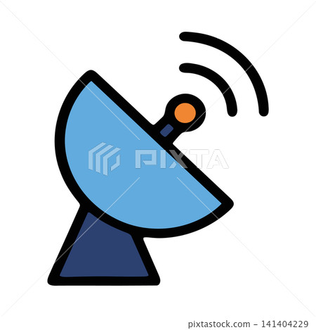 flat with shadow icon and mobile application satellite dish 141404229
