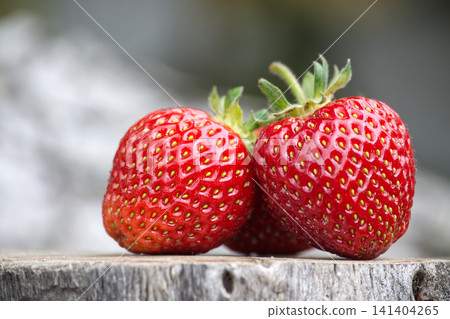 Close-Up Of Fresh Red Strawberries On Wooden Surface With Natural Soft Background Close-Up Of Fresh Red Strawberries On Wooden Surface With Natural Soft Background 141404265