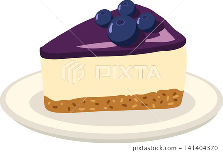 Blueberry Cheesecake Slice with Fresh Berries and Biscuit Crust Illustration Blueberry Cheesecake Slice with Fresh Berries and Biscuit Crust Illustration 141404370