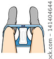 An image illustrating what it looks like when both legs are inserted through the leg openings of the shorts and a sanitary napkin is attached to the gusset. An image illustrating what it looks like when both legs are inserted through the leg openings of the shorts and a sanitary napkin is attached to the gusset. 141404644