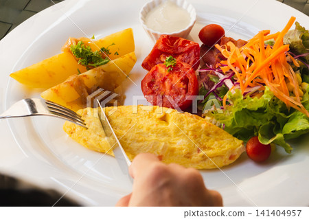 omelette with salad omelette with salad 141404957