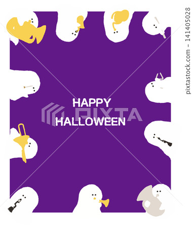 Halloween band ghost frame background, vector graphic for concert and music lesson flyers. Halloween band ghost frame background, vector graphic for concert and music lesson flyers. 141405028