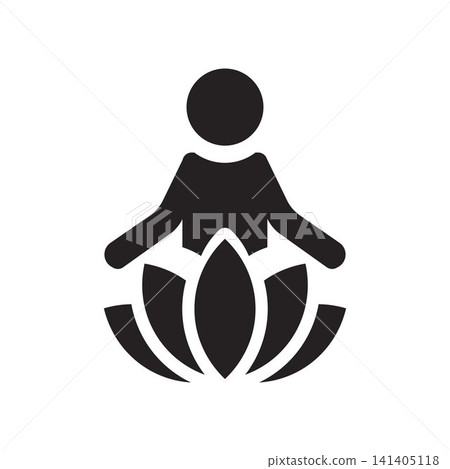 Relaxation Meditation Icon Vector with Lotus Flower for Yoga, Wellness, and Inner Peace Relaxation Meditation Icon Vector with Lotus Flower for Yoga, Wellness, and Inner Peace 141405118