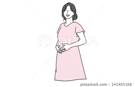 插圖描繪了一位站立的女性,代表懷孕初期。 插圖描繪了一位站立的女性,代表懷孕初期。 141405168