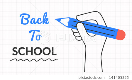 Back to School Banner with Hand Holding Pencil Back to School Banner with Hand Holding Pencil 141405235