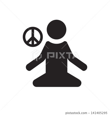 Relaxing Meditation Icon with Peace Symbol Relaxing Meditation Icon with Peace Symbol 141405295