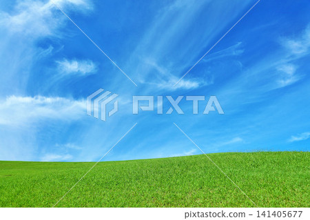 Autumn blue sky and beautiful grassland scenery Autumn blue sky and beautiful grassland scenery 141405677
