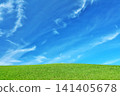 Autumn blue sky and beautiful grassland scenery 141405678