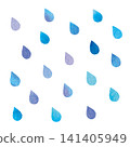 Watercolor-style blue raindrop pattern illustration | Rain, rainy season, background material 141405949