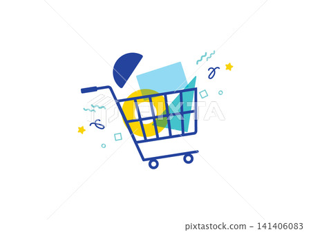 裝滿商品的購物車插圖 裝滿商品的購物車插圖 141406083