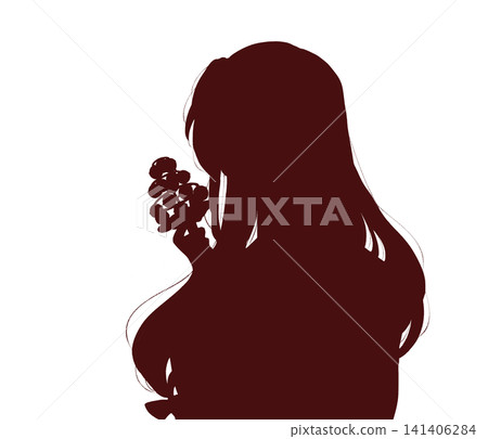 A silhouette of a shrine maiden holding a Kagura bell. A silhouette of a shrine maiden holding a Kagura bell. 141406284
