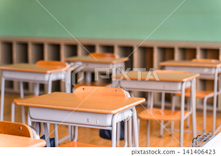 Image of a classroom with a blackboard and school building (lockers) Image of a classroom with a blackboard and school building (lockers) 141406423
