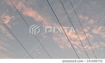 sky with cloud with powerline sky with cloud with powerline 141406733