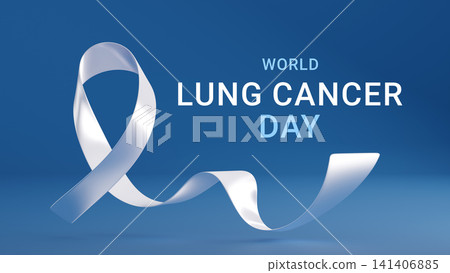 White awareness ribbon. World lung Cancer Day in August. Suitable for medical, campaign, awareness, and social causes. 3d render 141406885