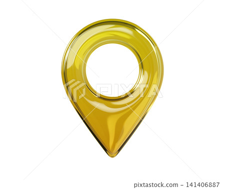 Glossy yellow 3D map location pin icon. Front view. Transparent glass navigation marker isolated on background for GPS, map, travel and UI design. 3d render. Glossy yellow 3D map location pin icon. Front view. Transparent glass navigation marker isolated on background for GPS, map, travel and UI design. 3d render. 141406887