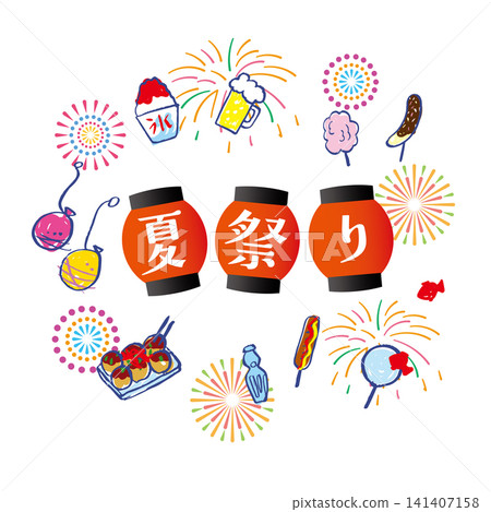 夏季節日標誌,有燈籠 夏季節日標誌,有燈籠 141407158