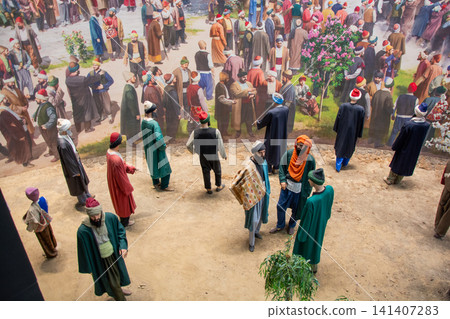 Historical Museum Diorama Showing People in Traditional Ottoman Empire Clothing Historical Museum Diorama Showing People in Traditional Ottoman Empire Clothing 141407283