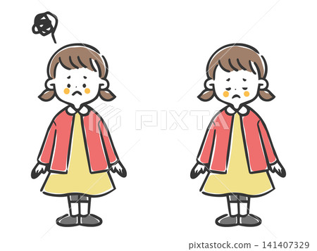 一個憂鬱的女孩(全身像,向量圖) 一個憂鬱的女孩(全身像,向量圖) 141407329