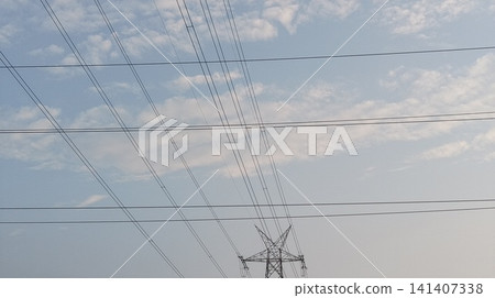 power line cables in blue sky power line cables in blue sky 141407338