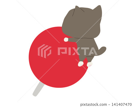 一隻三色貓坐在圖釘上 一隻三色貓坐在圖釘上 141407470